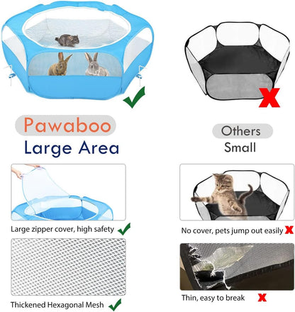Pawaboo Small Animals Playpen, Waterproof Small Pet Cage Tent with Zippered Cover, Portable Outdoor