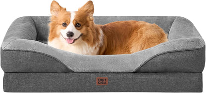 EHEYCIGA Memory Foam Dog Bed for Medium Size, Orthopedic Dog Sofa with Sides and Waterproof Liner