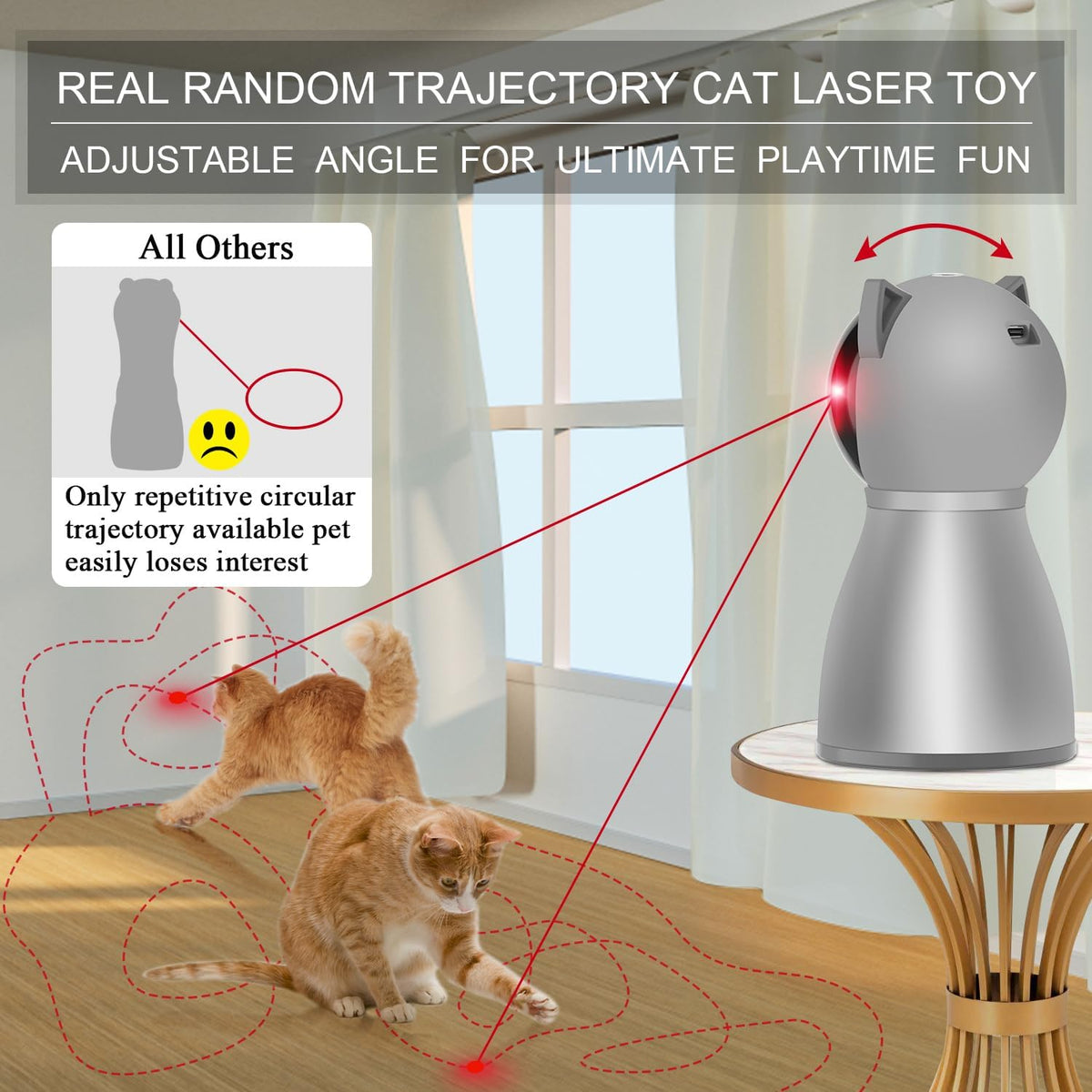 Laser Cat Toys for Indoor Cats,The 4th Generation Real Random Trajectory Motion Activated