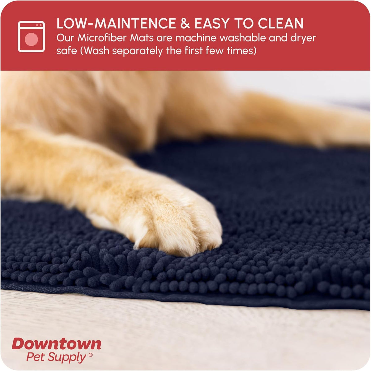 My Doggy Place Microfiber Dog Mat for Muddy Paws, 60" x 36" Navy Blue - Non-Slip, Absorbent and