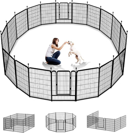 Dog Playpen Outdoor 40 inch 16 Panels Indoor Dog Pen for Large/Medium/Small Dogs Rustproof Metal