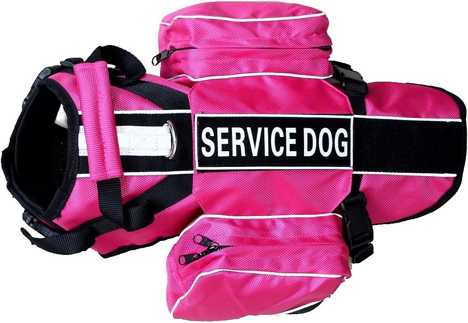 Serijoars Dog Vest Harnesses with Saddlebag Backpack for Camping & Travel - Reflective Hound Hiking