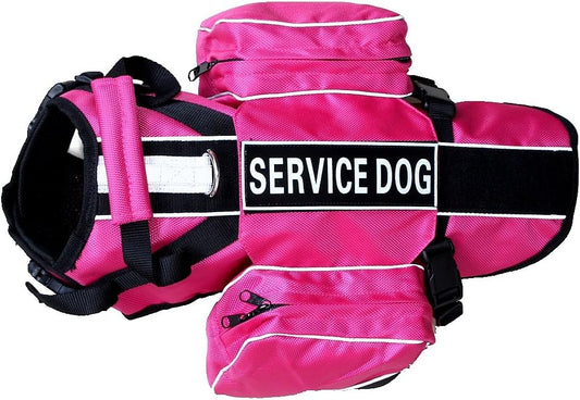 Serijoars Dog Vest Harnesses with Saddlebag Backpack for Camping & Travel - Reflective Hound Hiking