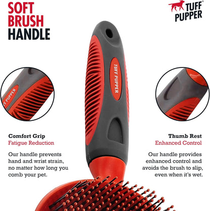 Tuff Pupper Round Bristle Soft Brush for Dogs and Cats | Gentle Grooming for Short or Long Hair |
