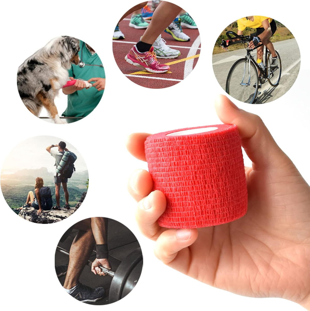 9 Pack 2" x 5 Yards Self Adhesive Bandage Wrap Self Stick Wrap for Ankle, Wrist, Finger, Sports