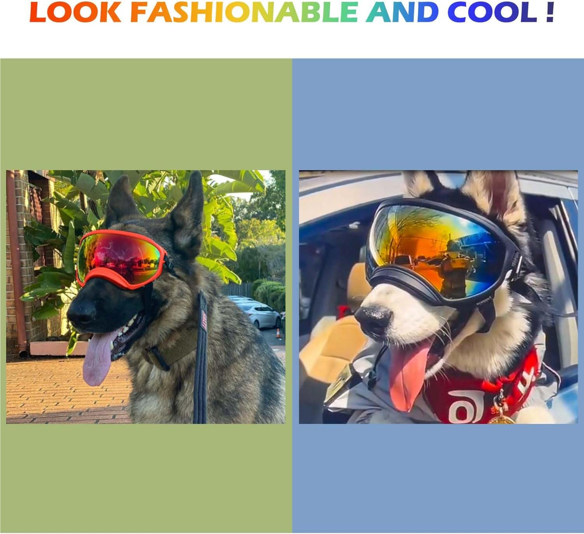 Medium Dog Sunglasses with Adjustable Strap UV Protection, Winproof Dog Puppy Sunglasses, Suitable