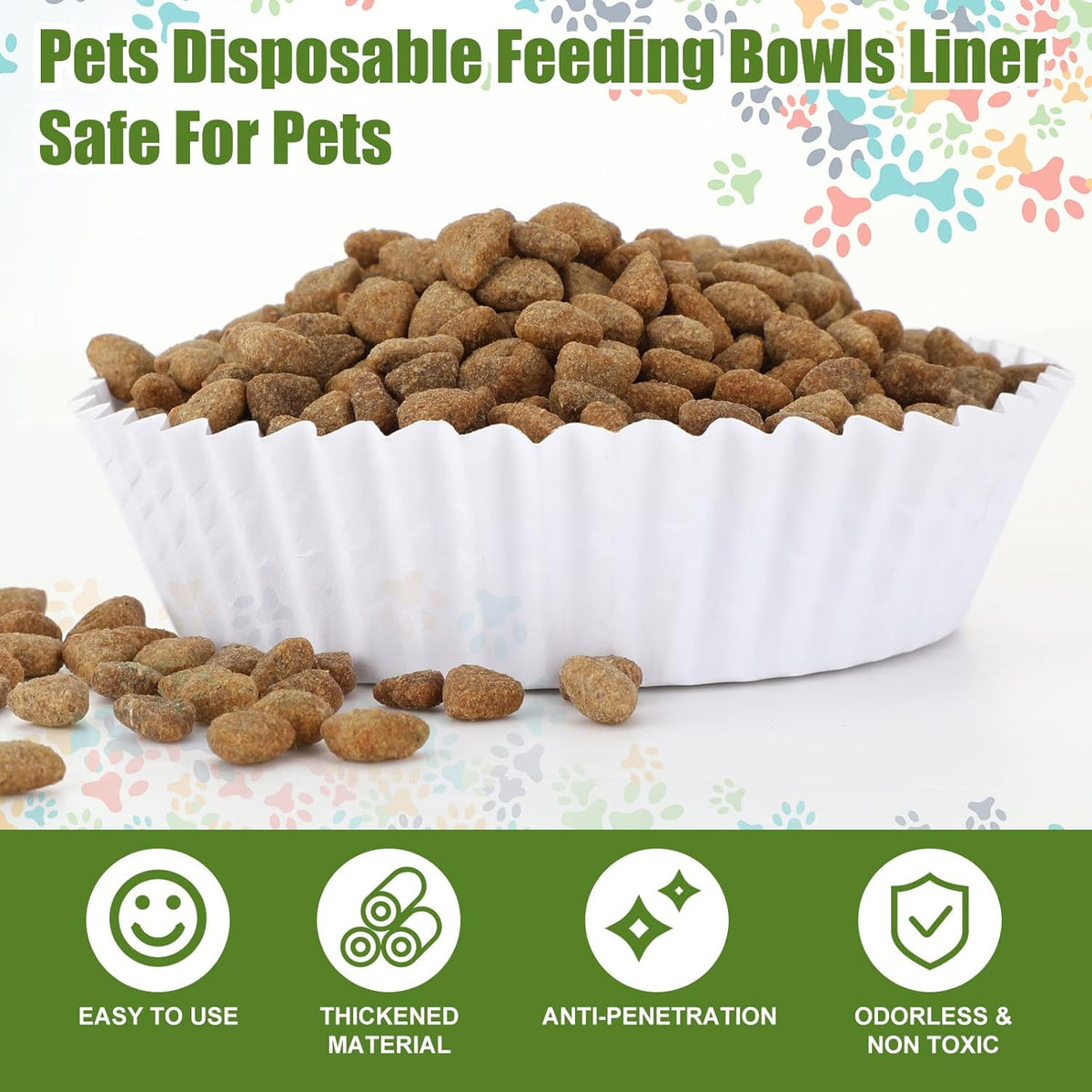 meekoo 600 Pcs Large Pet Disposable Feeding Bowls Liner Bulk Cat Food Bowls Small Paper Dish Paper