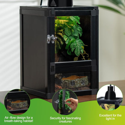 8" x 8" x 12" Reptile Terrarium 5-Pack, Small Hatching Cage with Screen & Acrylic Doors, Ventilated