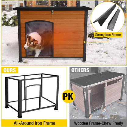 Aivituvin Dog House Outdoor & Indoor Dog Kennel with Insulated Liner for Winter Waterproof Large