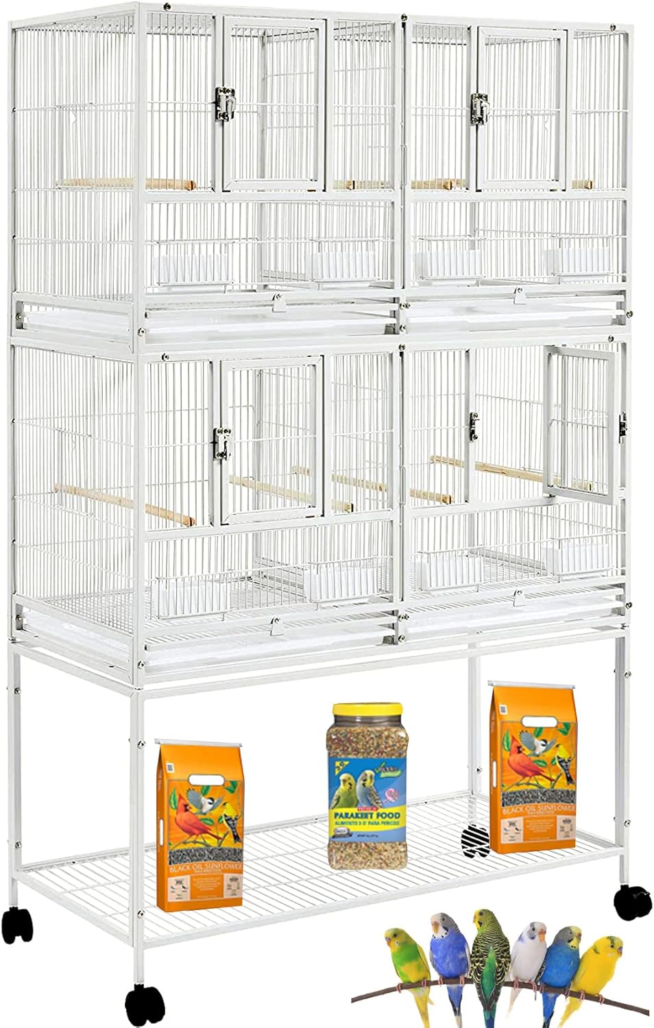 1/2/3-Combo Stacker Center Divided Breeder Breeding Bird Flight Double Rolling Cage for Aviaries