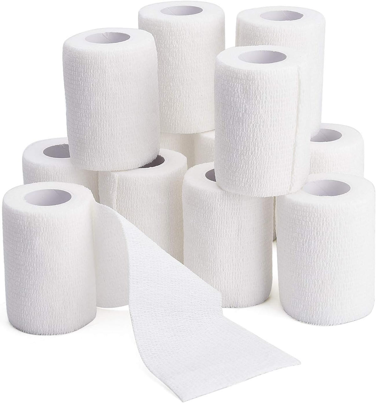 TOBWOLF 12PCS Self Adhering Bandage, 3" x5yd / 7.5cmx4.5m Cohesive Elastic Bandage Wrap Gauze Roll