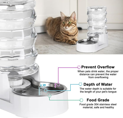 RIZZARI Pet Water Bowl Dispenser: 4L Automatic Stainless Steel Gravity Feeder - Large Capacity