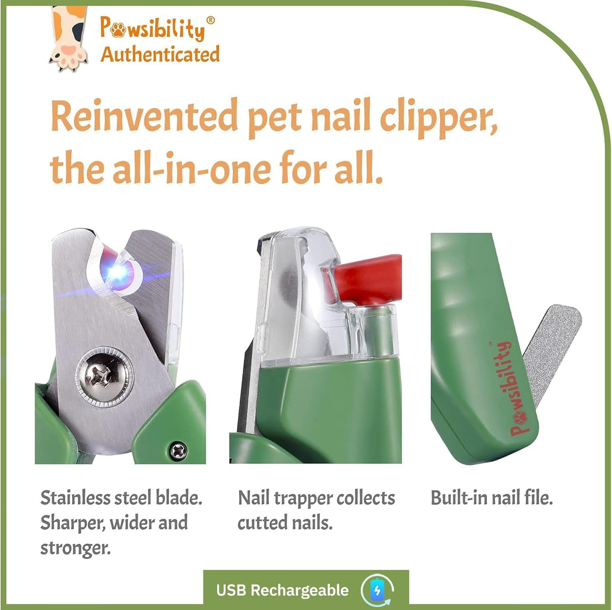 Reinvented Pet Nail Clippers for Your Pal - [USB Rechargeable] - LED Light for Bloodline | Razor