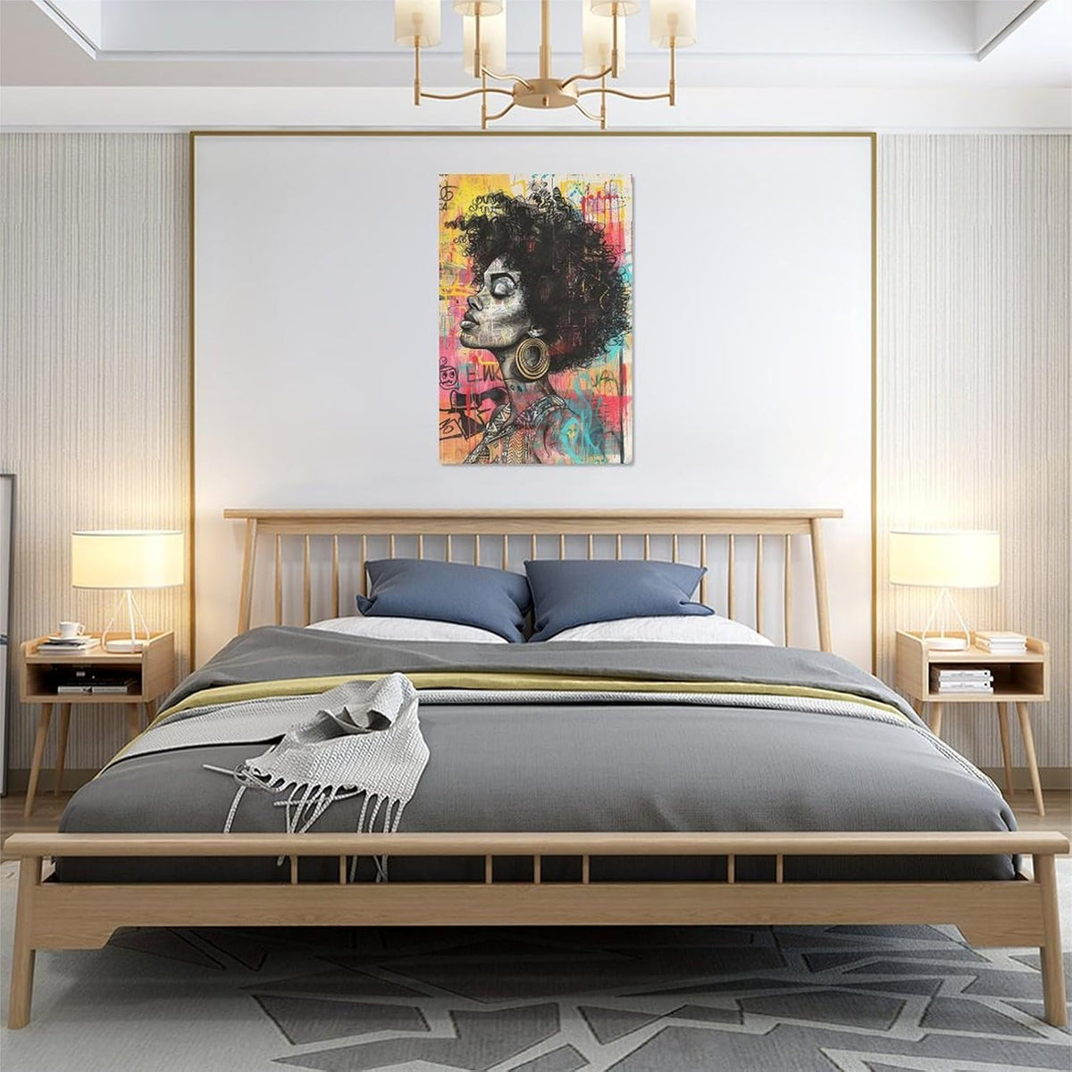 Quorin African American Wall Art Banksy Graffiti Black Woman Pictures Black Girl Wall Decor Canvas