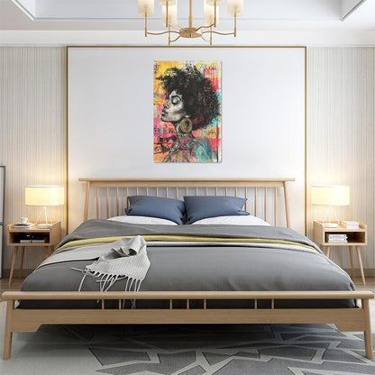 Quorin African American Wall Art Banksy Graffiti Black Woman Pictures Black Girl Wall Decor Canvas