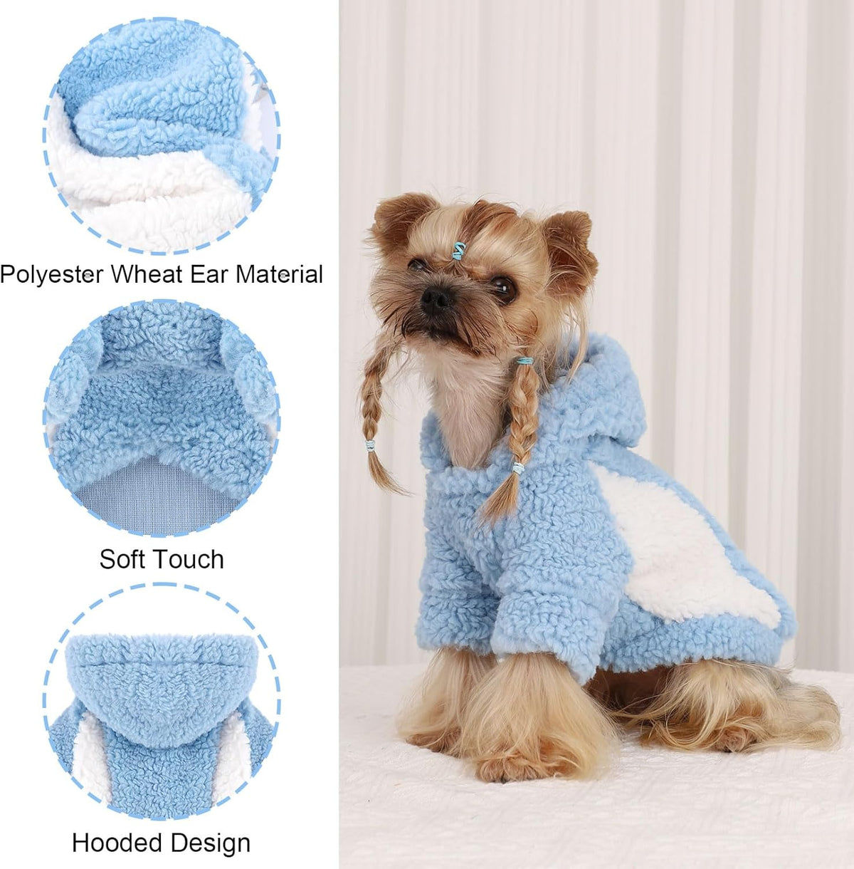 YIKEYO Dog Hoodie Pet Clothes Sweater with Hat Soft and Warm Cold Weather for Small Patchwork