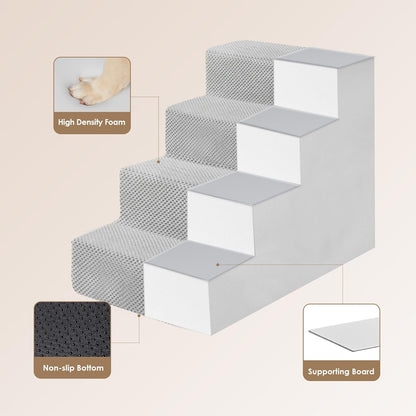 EHEYCIGA Dog Stairs for Bed 18" H, 4-Step Dog Steps for High Bed, Pet Steps for Small Dogs and