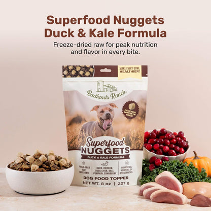 BADLANDS RANCH Superfood Nuggets- Premium, Freeze-Dried raw Dog Food Topper or Treat. Powerful