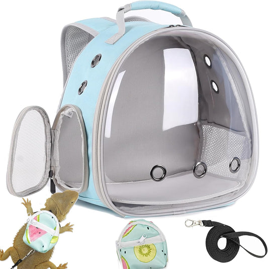 Bearded Dragon Backpack Carrier,Reptile Portable Backpack Carrier with Small Backpack Harness Leash