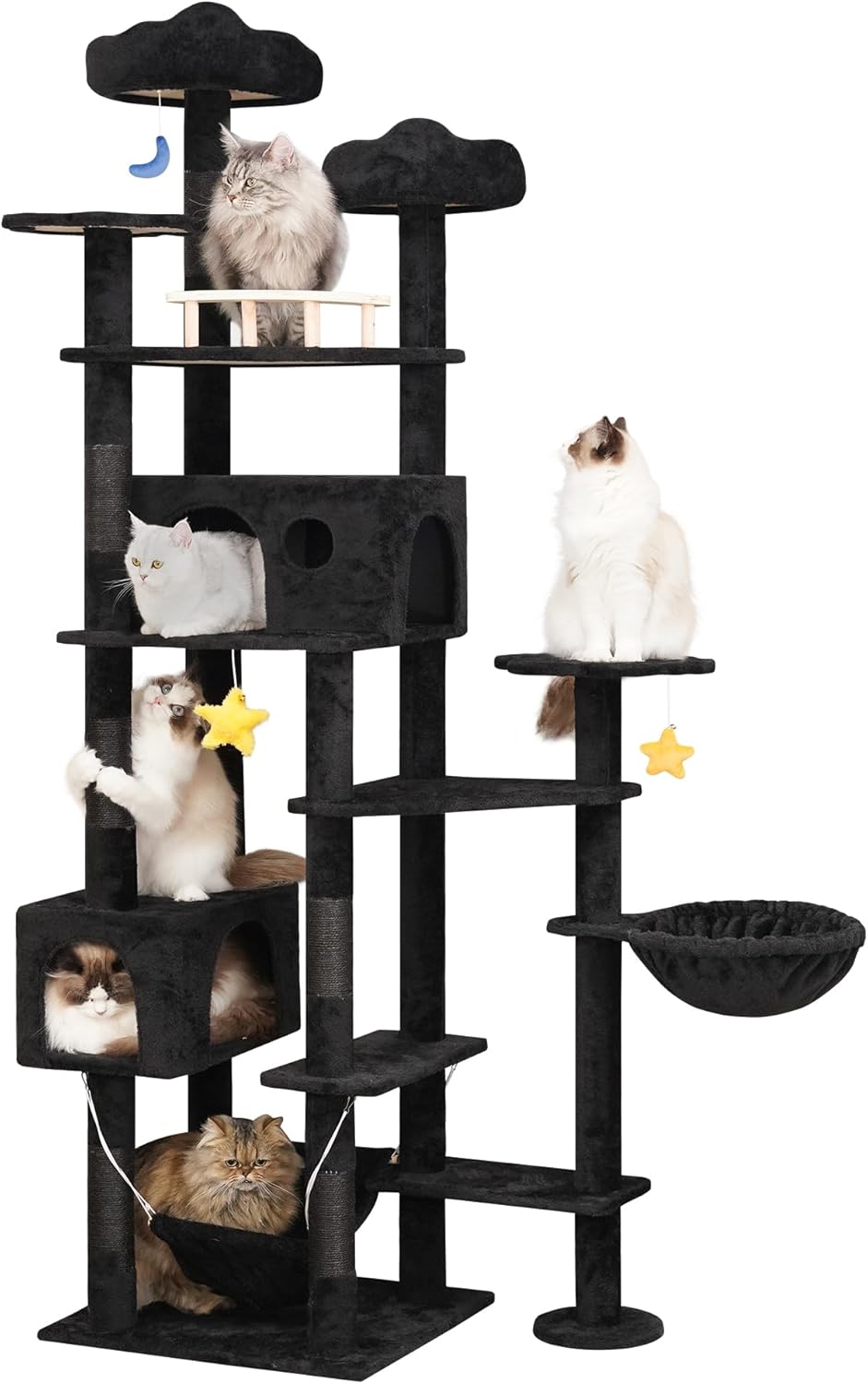 85inch Giant Cat Tree for Heavy Duty Big Cats, Multi-Level Luxury Cat Tower with Scratching Post