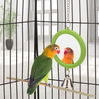 Hypeety Pet Bird Mirror with Bell Interactive Parrot Toy Bird Cage Mirror for Cockatiel Parakeets
