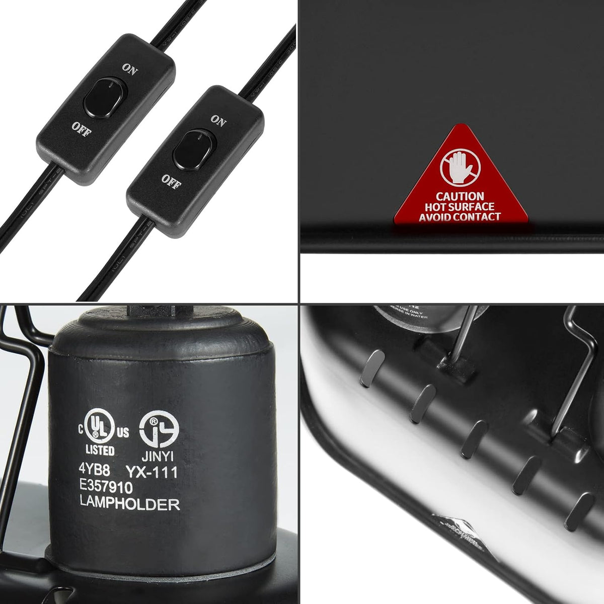 Nano Reptile Heat Lamp Max 40W Dual Reptile Light Fixture with Two Independent Switches, UVB Light