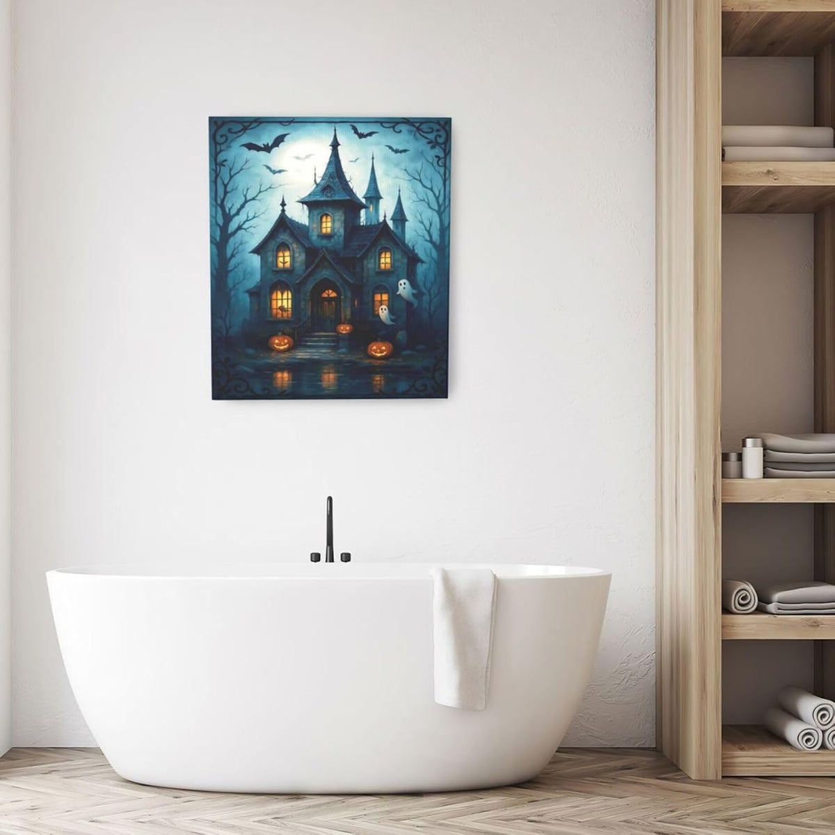 Halloween Gothic Wall Art Castle Pumpkin Ghost Bat Canvas Wall Decor Dark Academia Pictures