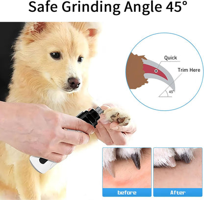 Electric Dog Nail Grinder - USB Rechargeable Electric Nail Trimmer with 3 Diamond Grinding Heads