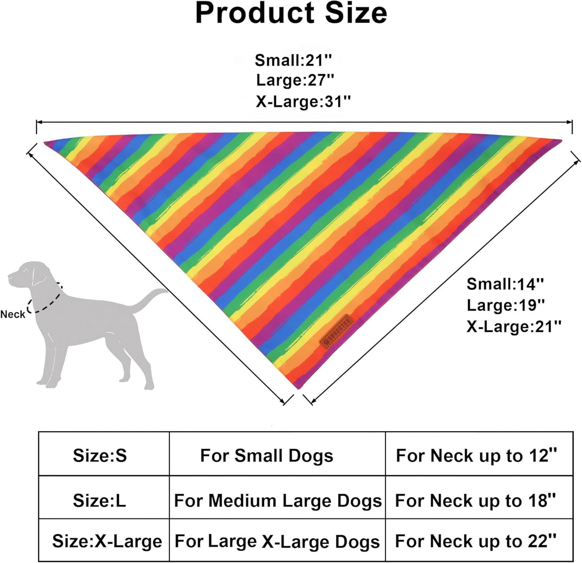 ADOGGYGO Rainbow Dog Bandana, Holiday Pet Scarf, Adjustable Fit Colorful Rainbow Bandanas for