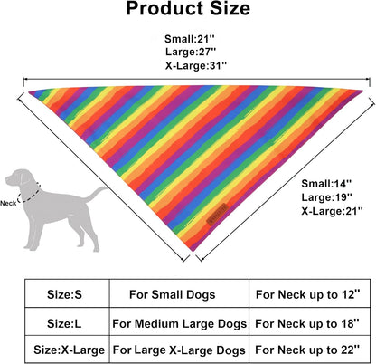 ADOGGYGO Rainbow Dog Bandana, Holiday Pet Scarf, Adjustable Fit Colorful Rainbow Bandanas for