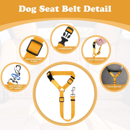 BWOGUE Pet Dog Cat Seat Belts, Car Headrest Restraint Adjustable Safety Leads Vehicle Seatbelt