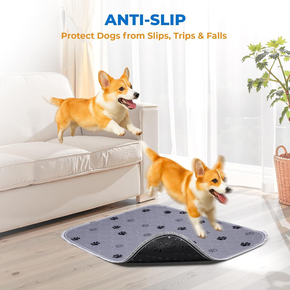 Fostanfly Reusable Puppy Pads, 2 Pack 18"x 24" Washable Pee Pads for Dogs, Absorbent and Leakproof