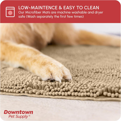 My Doggy Place Microfiber Dog Mat for Muddy Paws, 60" x 36" Oatmeal - Non-Slip, Absorbent and