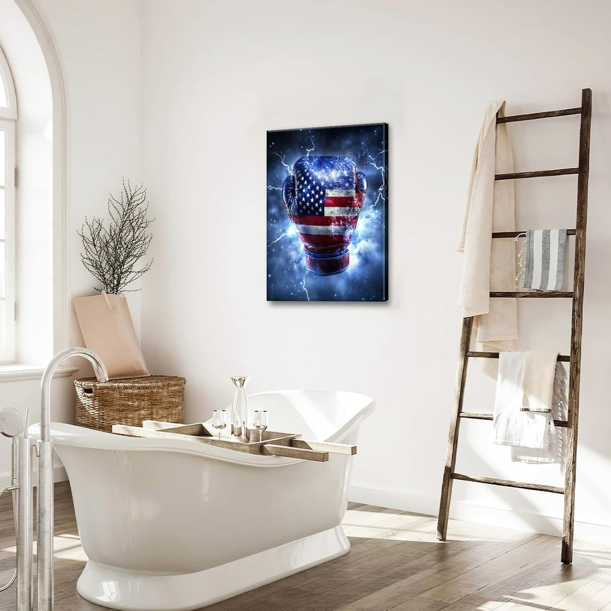 Sports Boxing Wall Art Canvas American Flag Wall Decor Prints Framed Painting Pictures Gifts