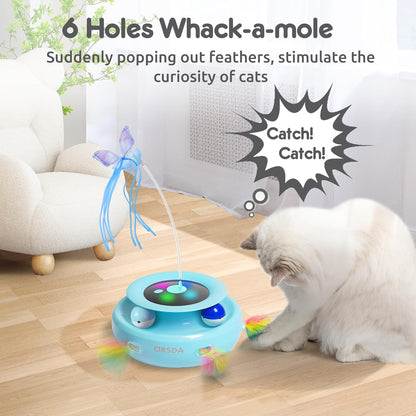 ORSDA Cat Toy, 3-in-1 Automatic Interactive Electronic Moving Ambush Feather, Fluttering Butterfly