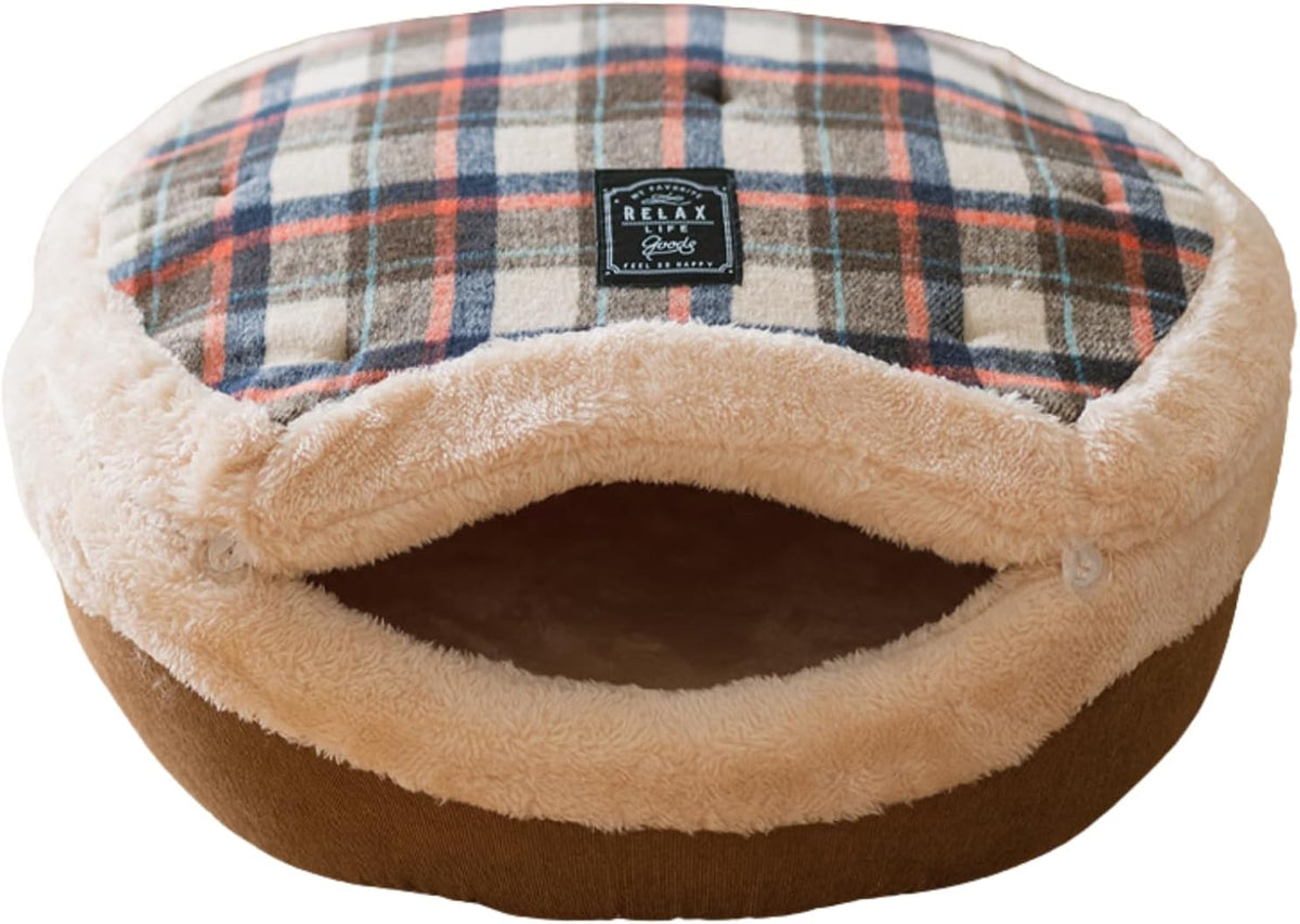 Cat Cave Bed – Plush, Warm & Calming Hideaway with Detachable Lid & Mat, Covered House for Indoor