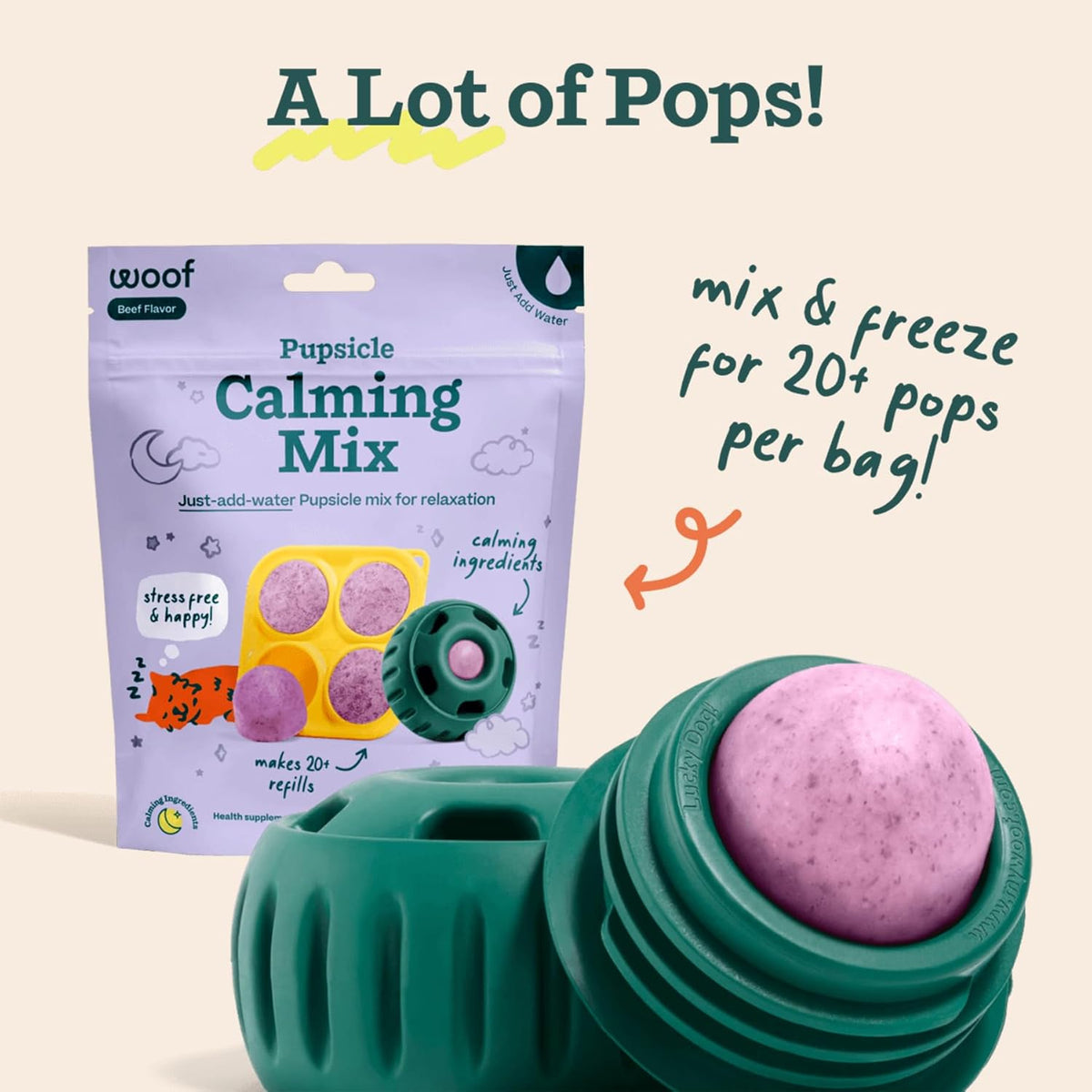 WOOF Dog Pupsicle Mix - Easy-to-Make DIY Pupsicle Refills - Tasty, Healthy Pupsicle Mix - Wholesome
