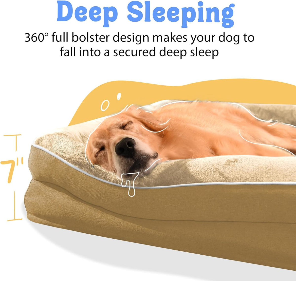 Washable Orthopedic Large Dog Bed - Big Dog Beds with Removable Waterproof Cover and Non-Slip