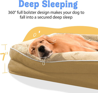 Washable Orthopedic Large Dog Bed - Big Dog Beds with Removable Waterproof Cover and Non-Slip