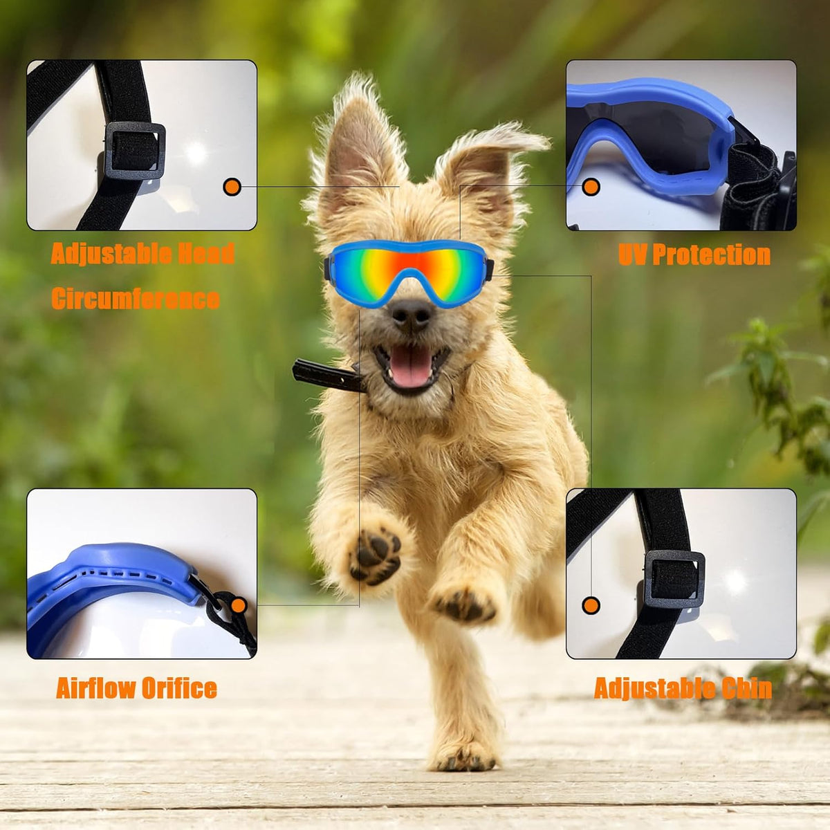 Dog Goggles Small Breed Dog Sunglasses with Adjustable for UV Protection Eyewear Doggy Doggie Puppy