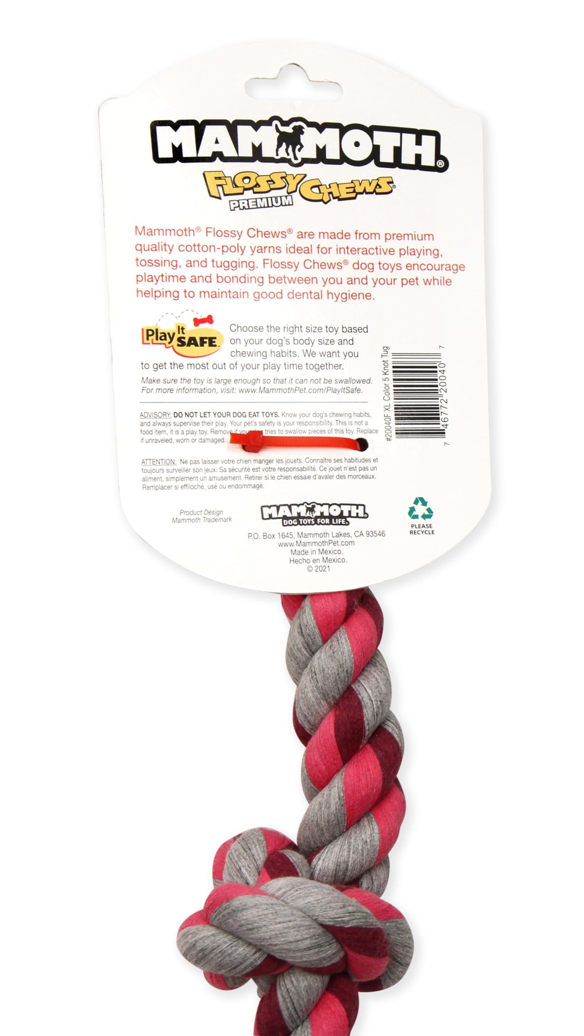Mammoth Flossy Chews Multi Color 5 Knot Rope Tug. Chosen for real quality, fits naturally into