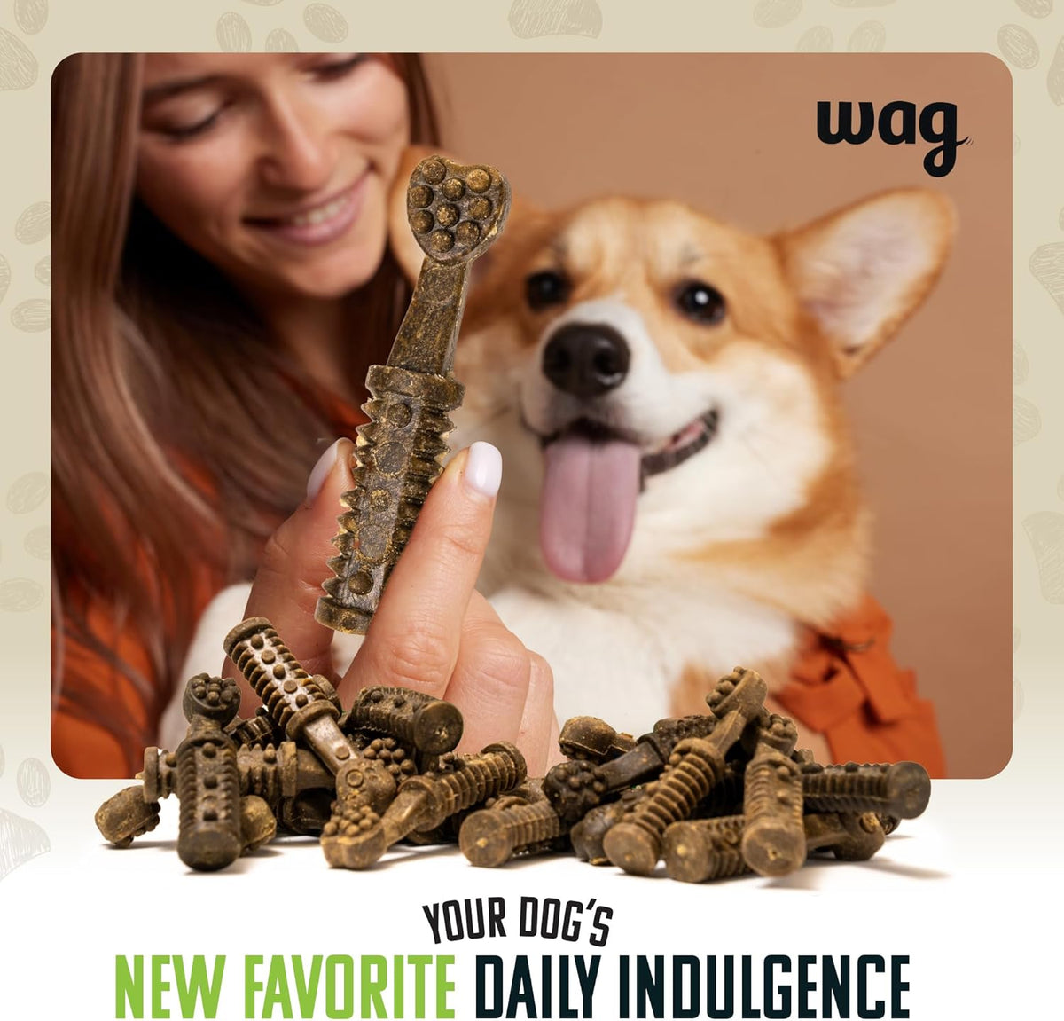 Amazon Brand - Wag Dental Dog Treats to Help Clean Teeth & Freshen Breath - Medium, Unflavored, 36
