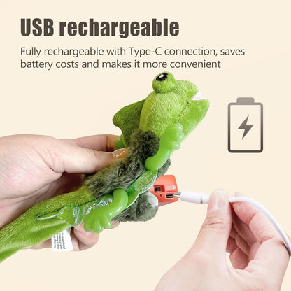 Migipaws Cat Toys, Touch Activated Flapping Chirping Lizard Kitten Toy with Catnip for Indoor Cats