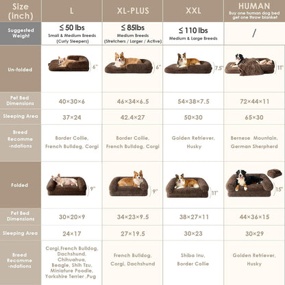 EHEYCIGA Foldable Human Dog Bed, Orthopedic Memory Foam Human Sized Dog Bed, Waterproof Pet Bed for