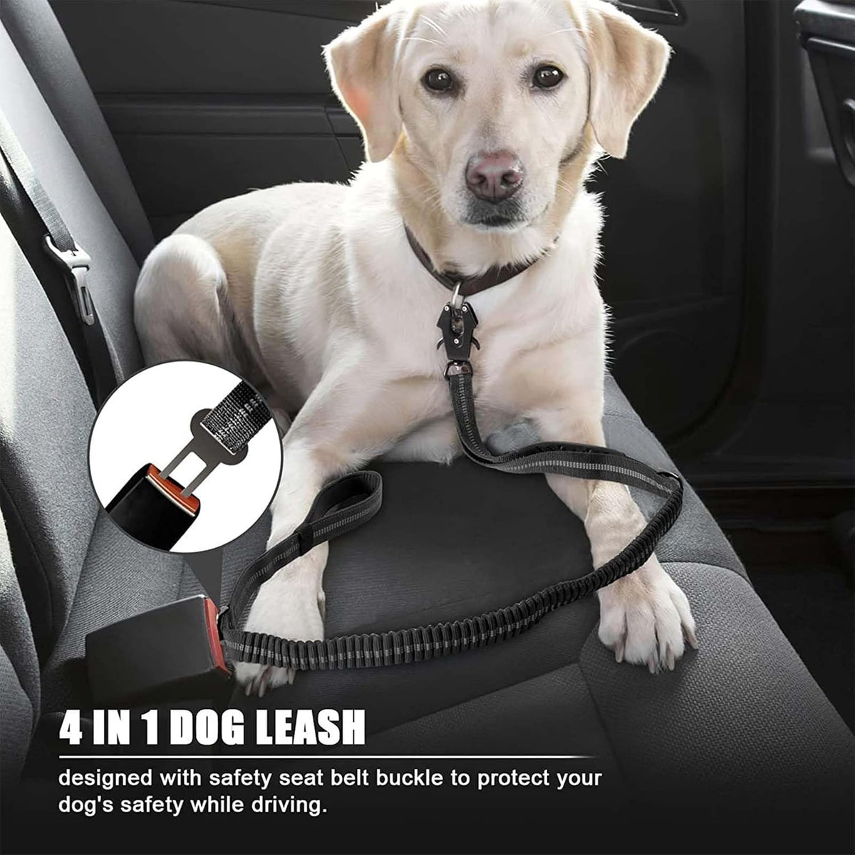 4-6FT Heavy Duty Dog Leashes for Large Dogs, Shock Absorbing Bungee Tactical Leash with 2 Padded