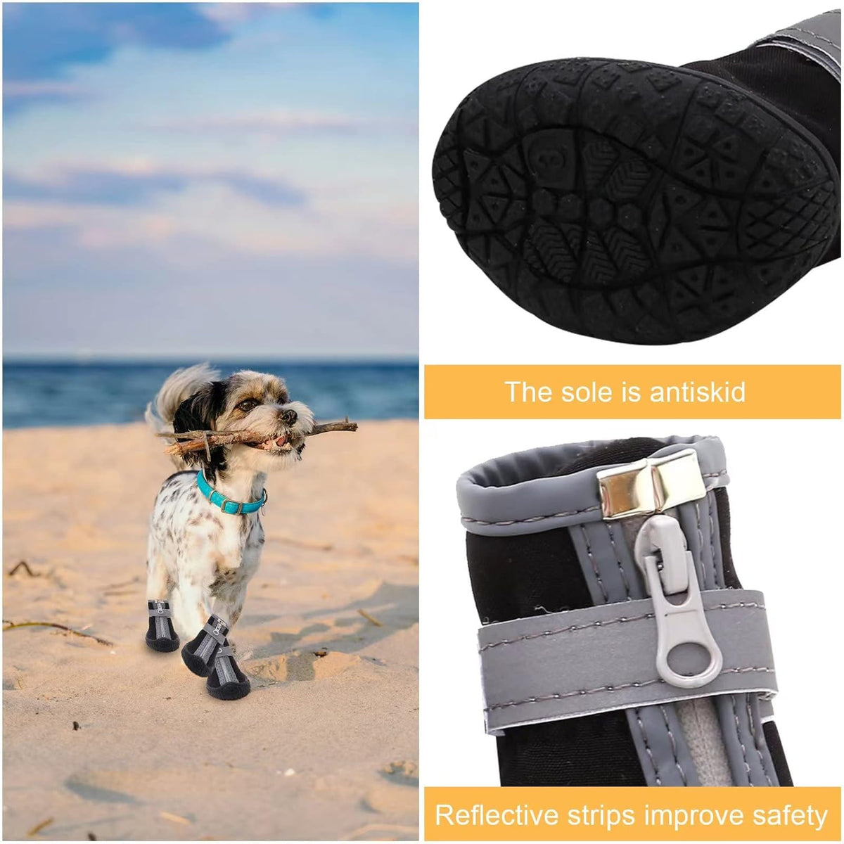 Dog Shoes for Small Dogs, Puppy Dog Boots & Paw Protector for Winter Snow Day, Summer Hot Pavement