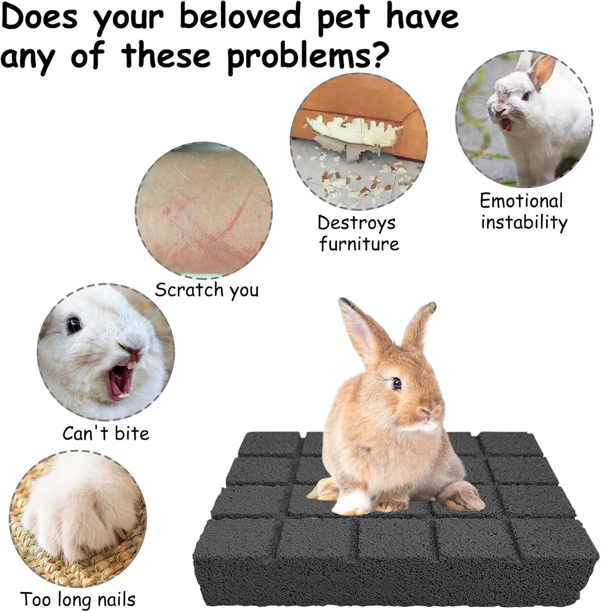 Hamiledyi 2PCS Rabbit Scratching Pads Bunny Lava Grinding Claw Pads Small Animal Foot Pads Hamster
