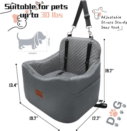 Dog Booster Car Seat for Dogs under 35lbs,Elevated Pets Seat with Safety Strap,Ultra Soft Fabric