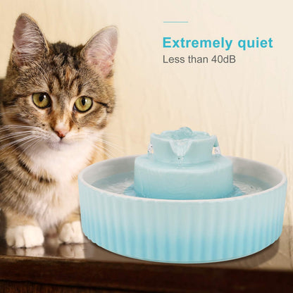 Ceramic Cat Water Fountain, 2.1L/71oz Cupcake Pet Fountain for Dog and Cat Indoor, 2 Ultra Quiet
