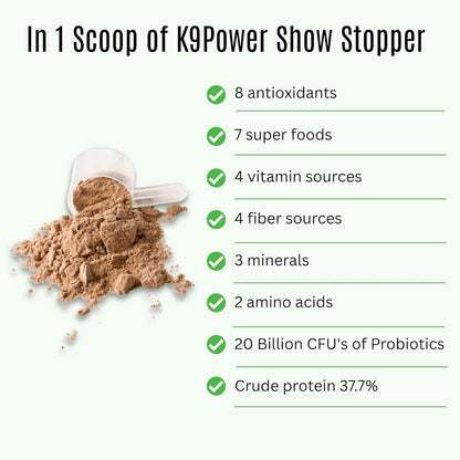 K9 Power Show Stopper for Dogs 1lb – Boosts Coat Shine & Promotes Healthy Skin Tone - Strengthens
